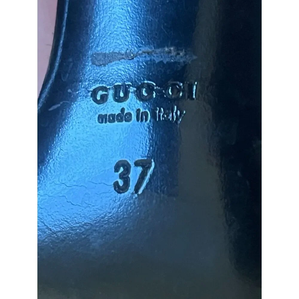 Gucci Gold Leather Peep Toe Heels Shoes  Women's Size EU 37 US 6.5 - Picture 7 of 11